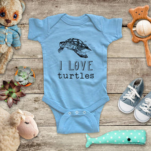 I Love Turtles baby onesie kids shirt - Infant & Toddler Youth Soft Fine Jersey Shirt