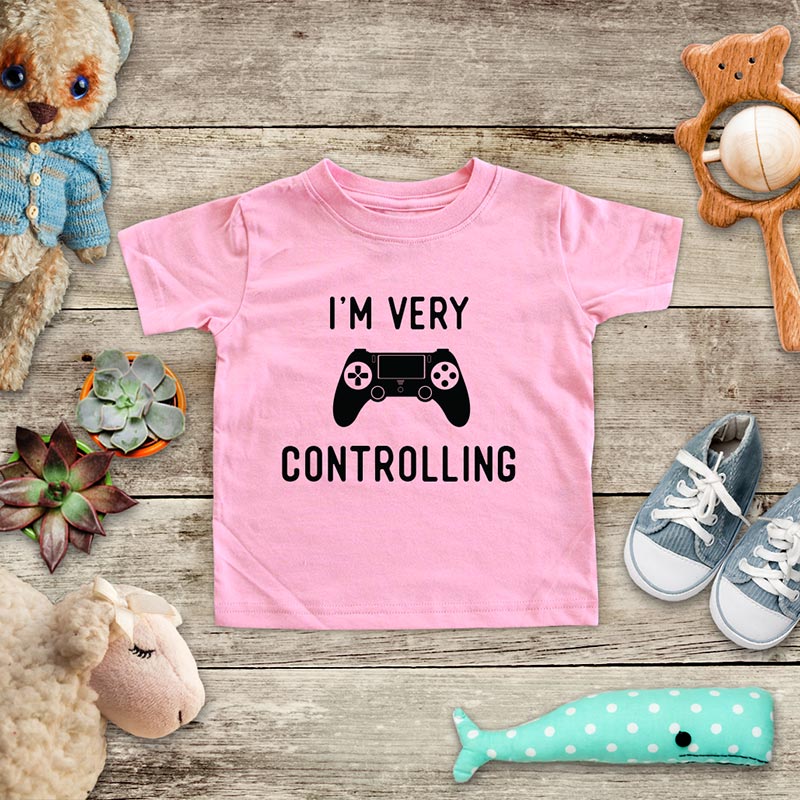 I'm Very Controlling - playing Retro Video game design Baby Onesie Bodysuit, Toddler & Youth Soft Shirt