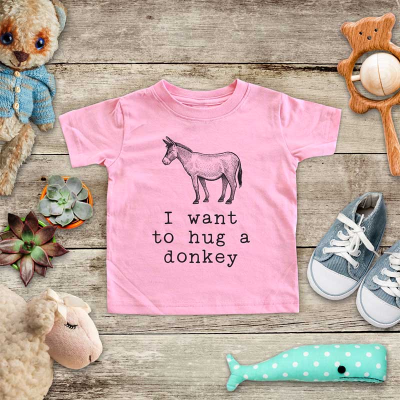 I want to hug a donkey - cute farm animal zoo trip baby onesie kids shirt Infant & Toddler Youth Shirt