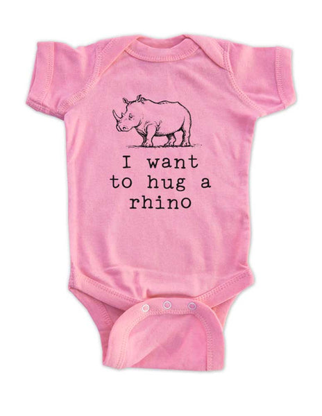 I want to hug a Rhino Rhinoceros animal zoo trip baby onesie kids shirt Infant & Toddler Shirt