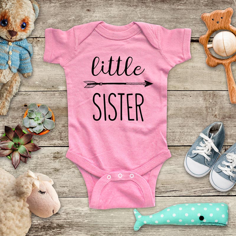 little Sister hipster arrow boho baby onesie Infant & Toddler Soft Shirt baby birth pregnancy announcement matches Big Sister Shirt