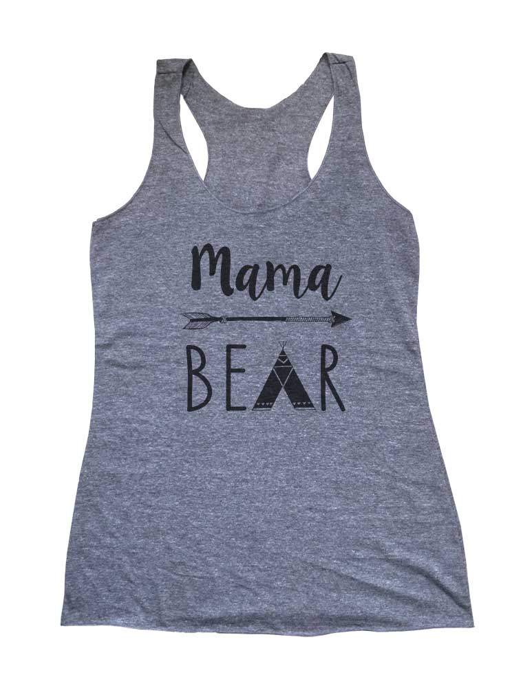 Mama Bear Tepee - Mommy Hippie Boho Hipster Soft Triblend Racerback Tank fitness gym yoga running exercise birthday gift