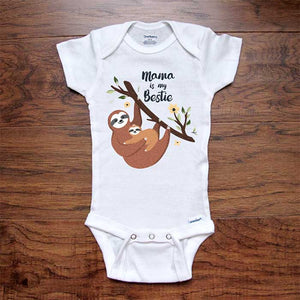 Mama is my Bestie Sloth mom and Baby Onesie Bodysuit Infant & Toddler Soft Fine Jersey Shirt - Baby Shower Gift