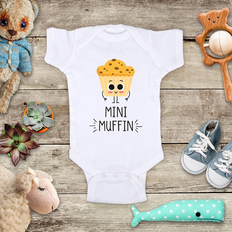 Mini Muffin - Funny cute food Baby Onesie Bodysuit Infant & Toddler Soft Fine Jersey Shirt - Baby Shower Gift