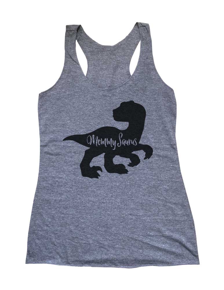 Mommy Saurus Dinosaur Party Soft Triblend Racerback Tank fitness gym yoga running exercise birthday gift