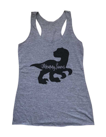 Mommy Saurus Dinosaur Party Soft Triblend Racerback Tank fitness gym yoga running exercise birthday gift