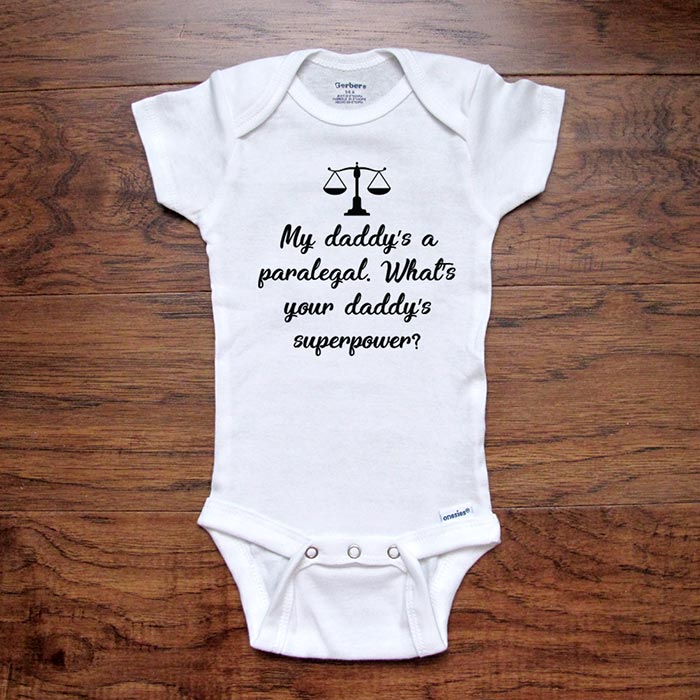 My daddy's a paralegal. What's your daddy's superpower? funny baby shower gift for dad father baby onesie kids shirt Infant & Toddler Youth Shirt