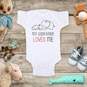 My Godfather Loves Me cute Elephants - Infant & Toddler Super Soft Fine Jersey Shirt or Baby Bodysuit - Baby Shower Gift Onesie