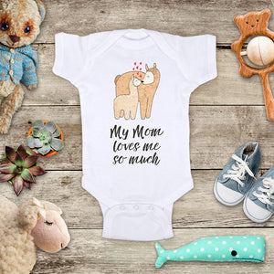 My Mom loves me so much Llamas Alpaca Baby Onesie Bodysuit Infant & Toddler Soft Fine Jersey Shirt - Baby Shower Gift