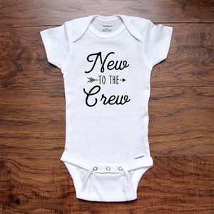 New To The Crew - boho hippie hipster new baby onesie bodysuit surprise birth pregnancy reveal announcement husband grandparents