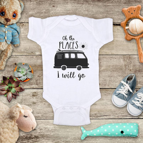 Oh the PLACES I will go - boho camping mountains beach surfing kids baby onesie or shirt - Infant & Toddler Soft Fine Jersey Shirt Hello Handmade
