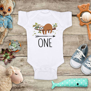 ONE Birthday Sloth - cute animal zoo First Birthday baby onesie Infant & Toddler Soft Shirt