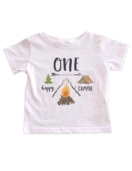 ONE happy Camper hipster 1st First Birthday Shirt camping mountains camp design baby bodysuit Infant Toddler Shirt Hello Handmade design