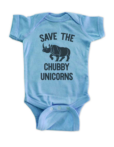 Save the Chubby Unicorns Rhino Rhinoceros funny cute kids baby bodysuit shirt - Infant & Toddler Youth Soft Fine Jersey Shirt