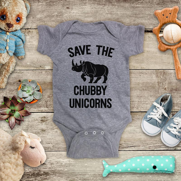 Save the Chubby Unicorns Rhino Rhinoceros funny cute kids baby bodysuit shirt - Infant & Toddler Youth Soft Fine Jersey Shirt