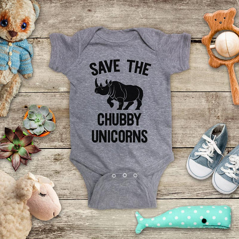 Save the Chubby Unicorns Rhino Rhinoceros funny cute kids baby bodysuit shirt - Infant & Toddler Youth Soft Fine Jersey Shirt