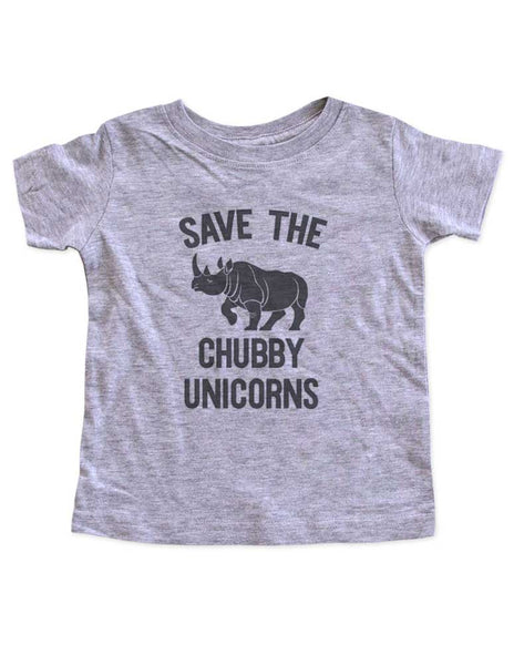 Save the Chubby Unicorns Rhino Rhinoceros funny cute kids baby bodysuit shirt - Infant & Toddler Youth Soft Fine Jersey Shirt