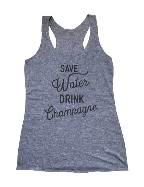 Save Water Drink Champagne Running Soft Triblend Racerback Tank fitness gym yoga running exercise birthday gift