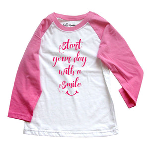 Start your day with a smile - Girls Raglan Tee Shirt