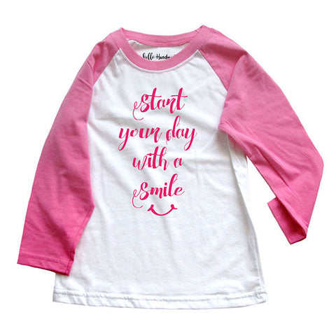 Start your day with a smile - Girls Raglan Tee Shirt