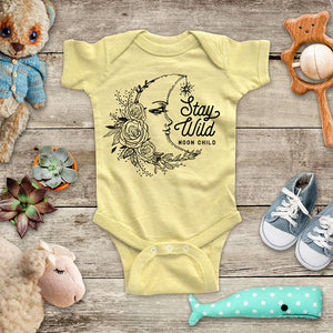 Stay Wild Moon Child Crescent Moon Flowers Hippie hipster baby onesie shirt kids Infant & Toddler Youth Soft Fine Jersey Shirt