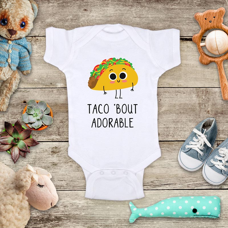 Taco 'bout Adorable cute Mexican food baby onesie bodysuit Infant Toddler Shirt baby shower gift