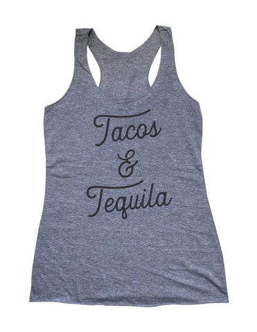 Tacos & Tequila Mexican food Running Drinking Party Soft Triblend Racerback Tank fitness gym yoga running exercise birthday gift