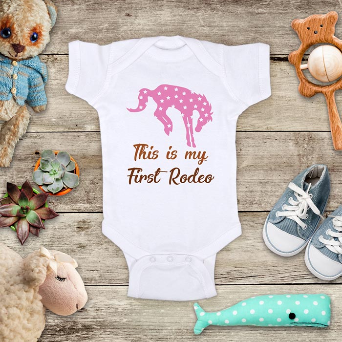 This is my First Rodeo - cowgirl western horse design Infant & Toddler Super Soft Fine Jersey Shirt or Baby Bodysuit - Baby Shower Gift Onesie