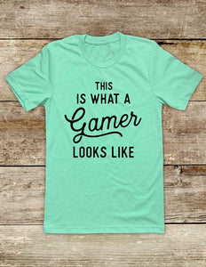 This Is What A Gamer Looks Like - funny Video Game Soft Unisex Men or Women Short Sleeve Jersey Tee Shirt