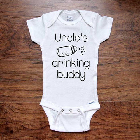 Uncle's drinking buddy - funny baby onesie bodysuit surprise birth pregnancy reveal announcement husband grandparents aunt uncle baby shower gift