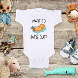 Want To Hang Out? Sea Otter Baby Onesie Bodysuit Infant & Toddler Soft Fine Jersey Shirt - Baby Shower Gift