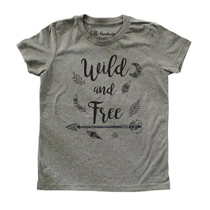 Wild and Free - design with feathers Youth Short Sleeve Crewneck Jersey Tee Shirt