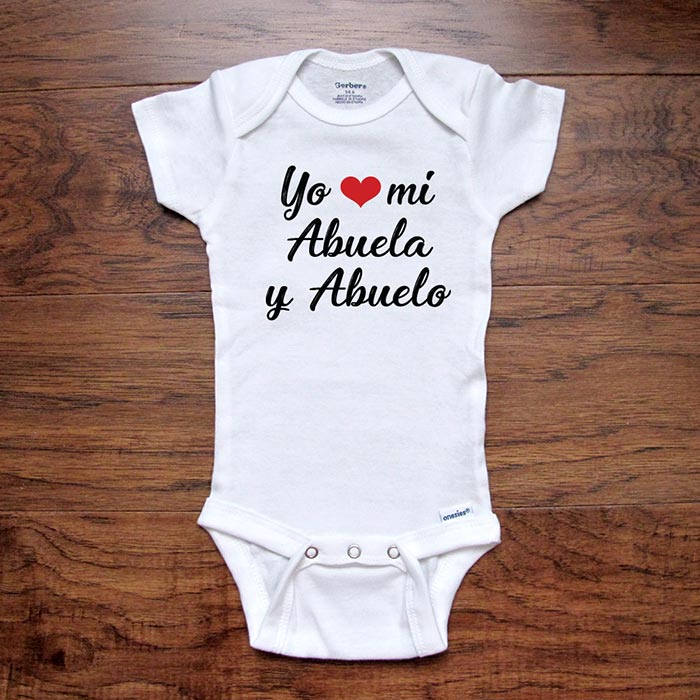 Yo heart love mi Abuela y Abuelo - Spanish baby onesie I love my grandma and grandpa - Infant & Toddler Youth Soft Shirt baby birth pregnancy announcement