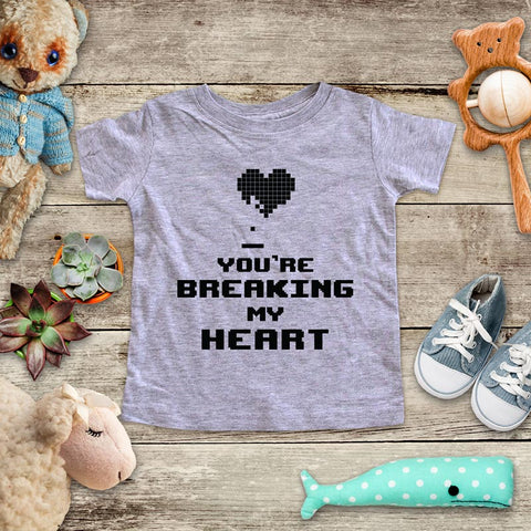You're Breaking My Heart - playing Retro Video game design Baby Onesie Bodysuit, Toddler & Youth Soft Shirt